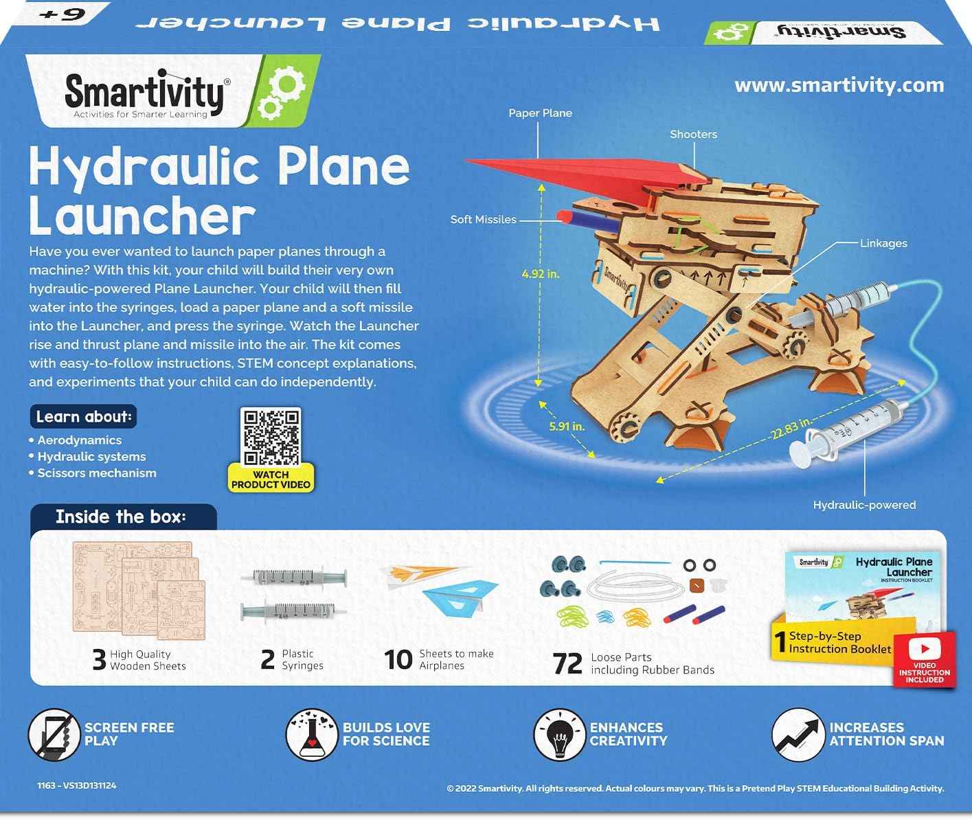 Smartivity DIY 2in1 Hydraulic Airplanes & Darts Launcher STEM Toy for Kids Ages 6 to 14 Years I Christmas, Birthday Gifts for Smart Kids | DIY Science Kit for Boys & Girls 6, 8,10,12,14 Years Old