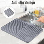 Silicone Dish Drying Mat for Kitchen Counter, Heat Resistant and Non-Slip