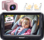 Rohent HD 1080P rear-facing baby car camera with 150° wide-angle lens, night vision, and adjustable display
