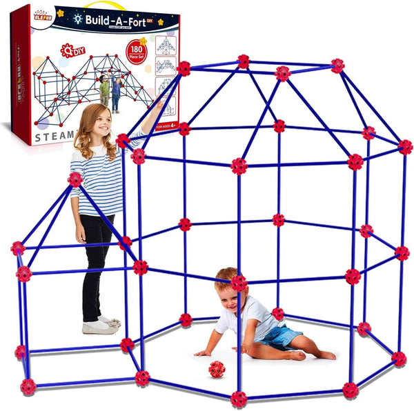 OleFun 180 Pack Fort Building Kits for Kids Ages 4-8 STEM Building Toys DIY Castles Tunnels Play Tent Gifts