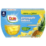 Dole Fruit Bowls Pineapple Tidbits in 100% Juice Snacks, 4oz 24 Total Cups, Gluten & Dairy Free, Bulk Lunch Snacks for Kids & Adults