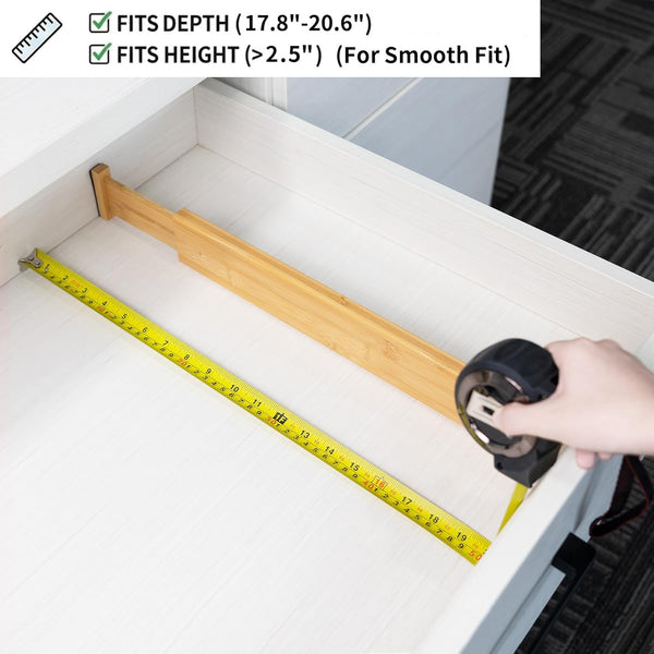 Adjustable bamboo drawer dividers for kitchen, bathroom, and bedroom