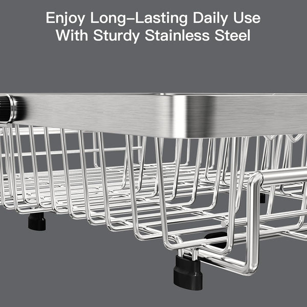Stainless Steel Expandable Dish Drying Rack for Small Kitchen Counters