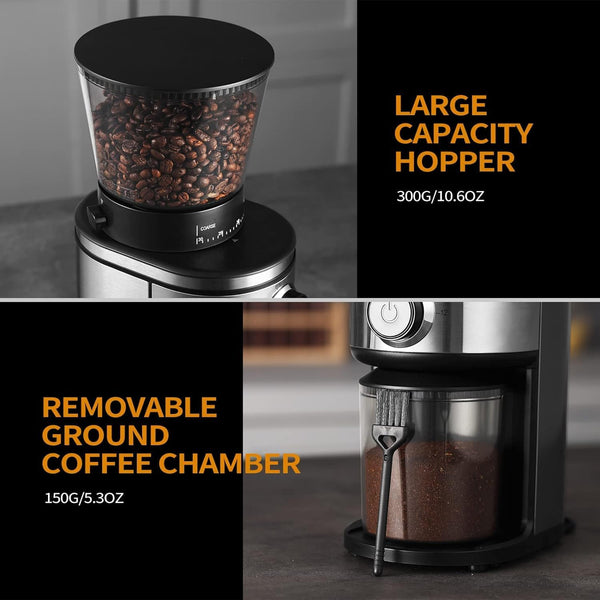 Electric Conical Burr Coffee Grinder with 30 Adjustable Grind Settings