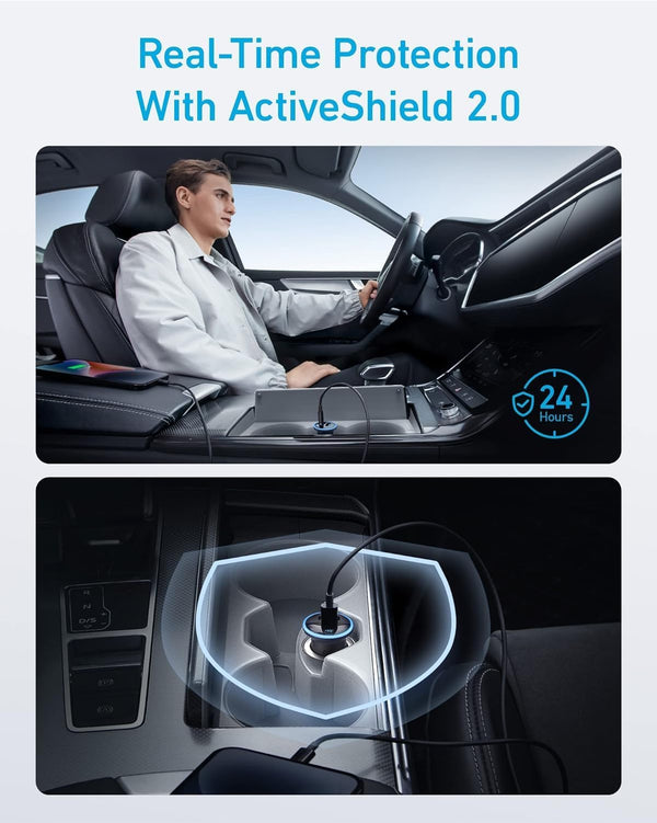 Anker 323 USB C Car Charger Adapter, 52.5W Cigarette Lighter Charger with 30W PowerIQ 3.0 Fast Charging Cable for iPhone 17/17 Pro Max/16/15/14 Series, Galaxy S25/24/23, Pixel, iPad, AirPods and More - Rayz Mart