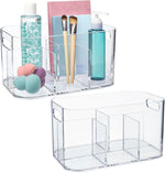 STORi Bliss 5-Compartment Plastic Cosmetics Storage Organizer Set of 2