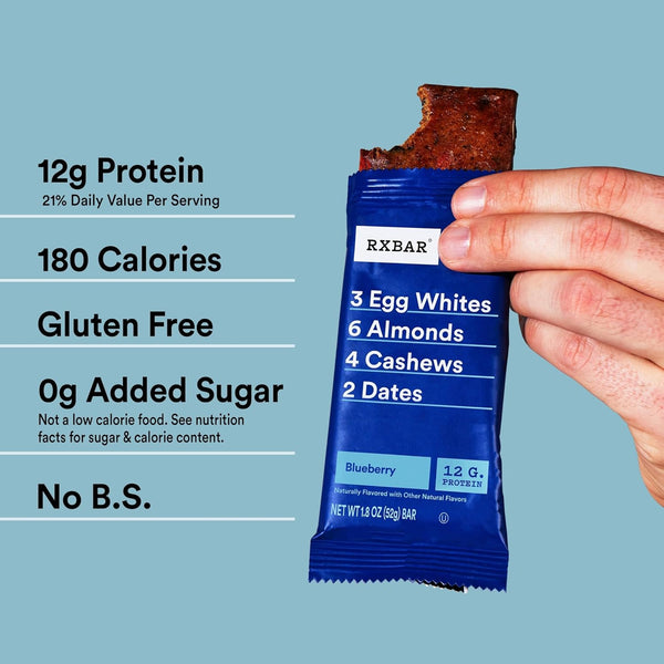 RXBAR Blueberry Protein Bars, 22oz Box, 12 Count, Gluten Free