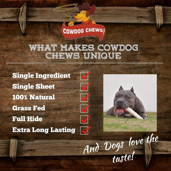 Cowdog Chews Retriever roll 9-10 inch all natural rawhide dental chews product 20 pack