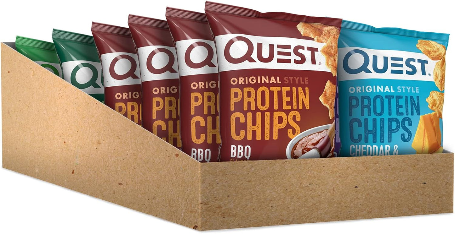 Quest Nutrition Protein Chips Variety Pack, BBQ, Cheddar & Sour Cream, Sour Cream & Onion, High Protein, Low Carb, 1.1 oz (Pack of 12)