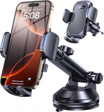 Phone holder for car dashboard, windshield, or vent with strong suction and adjustable arm