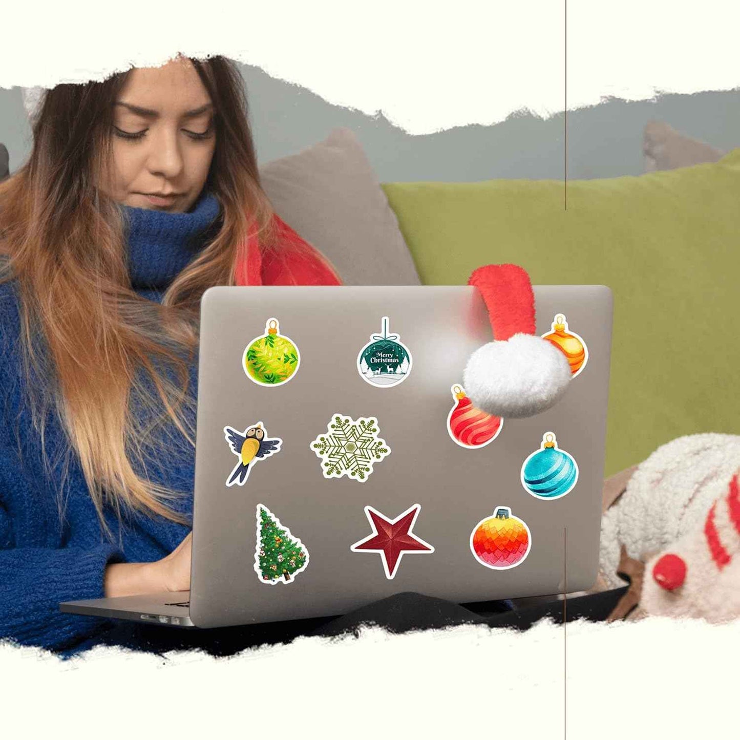 100PCS Christmas Theme Stickers, Non-Repeating Vinyl Waterproof Holiday Stickers, Holiday Gifts for Kids and Teens, Xmas Party Favorite, Stocking Stuffers for Kids Toddlers Teens Boys Girls