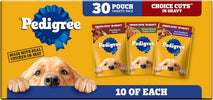 pedigree choice cuts in gravy adult soft wet dog food, 3.5 oz pouches, 30-count variety pack