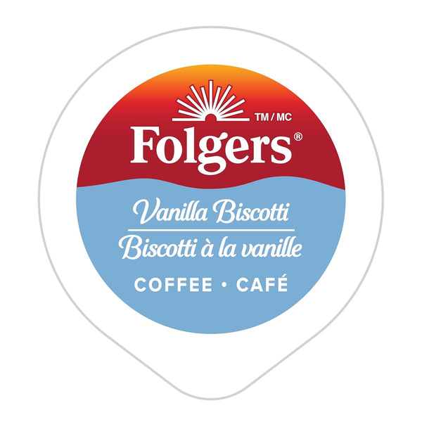 Folgers Vanilla Biscotti Coffee K-cups, 30-count box, 270g, imported from Canada