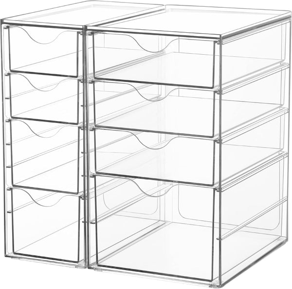 Clear Acrylic Organizer with 16 Drawers for Office Supplies and Desk Storage