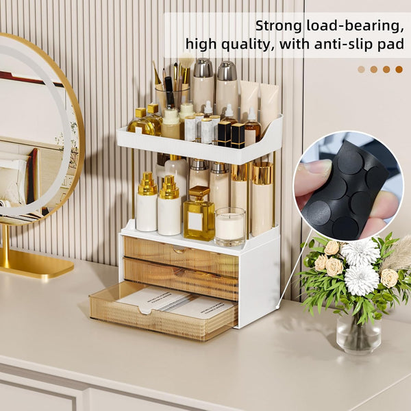 3-Tier Bathroom Counter Organizer with Drawers for Makeup and Storage