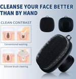 Silicone Face Scrubber for Men Facial Cleansing Brush Waterproof Black