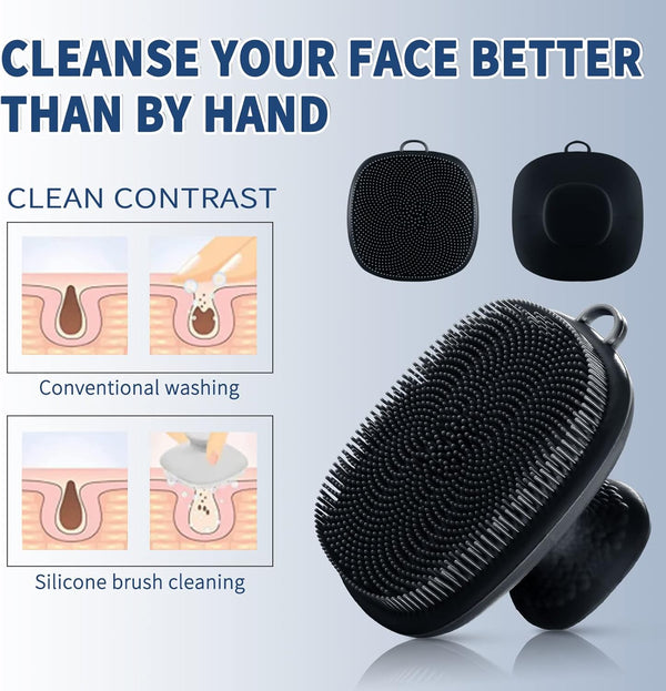 Silicone Face Scrubber for Men Facial Cleansing Brush Waterproof Black