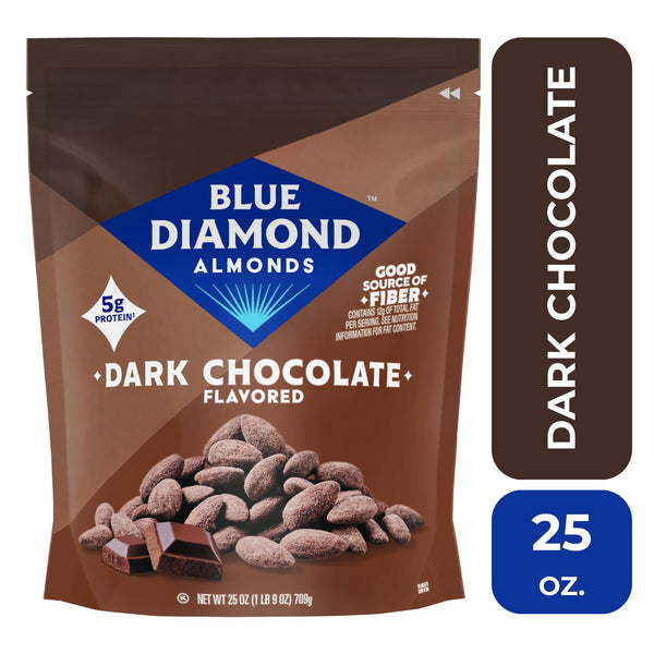 Blue Diamond Almonds, Oven Roasted Dark Chocolate Flavored Snack Nuts, 25 Oz Resealable Bag