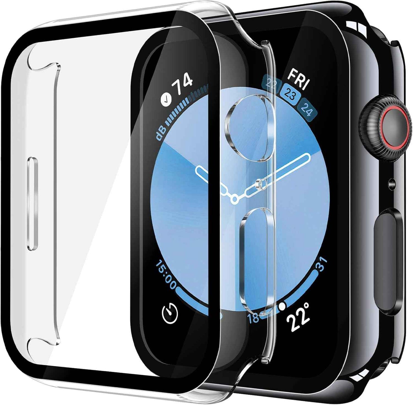 Misxi 2 Pack Tempered Glass Case Compatible for Apple Watch Series 11 (2025) Series 10 46mm, Screen Protector Cover for iWatch, Black