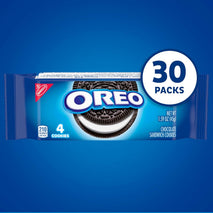 oreo chocolate sandwich cookies, 30 pack, 4 cookies per pack, kosher, snack size