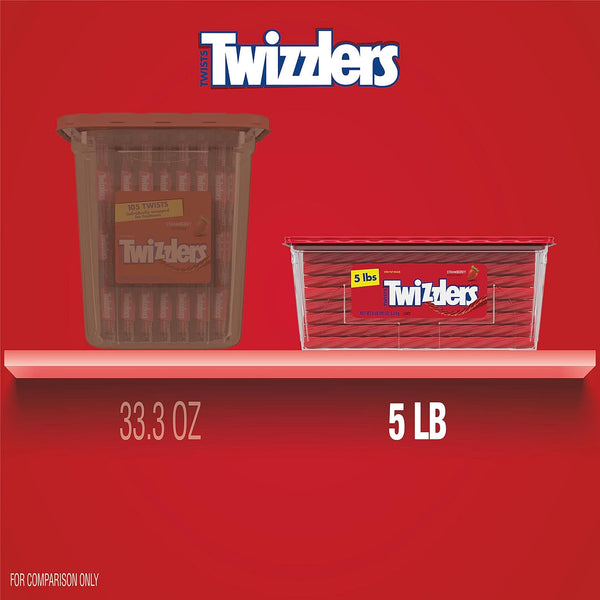 TWIZZLERS Twists Strawberry Flavored Licorice Style Chewy Candy 5 lb Bulk Tub