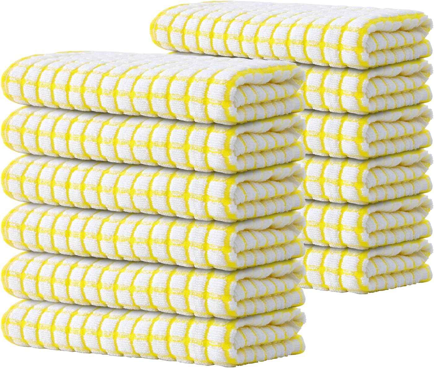 Kitinjoy Cotton 8 Pack Terry Kitchen Dish Cloths, 12 x 12 Inches Super Soft and Absorbent Dish Rags, Quick Drying Dish Towels for Washing Dishes, Mixed Color