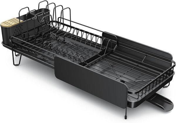 Large capacity stainless steel dish drying rack for kitchen counter