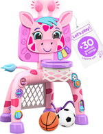 move2play giraffe basketball hoop & soccer goal activity center for 1, 2, 3+ year old