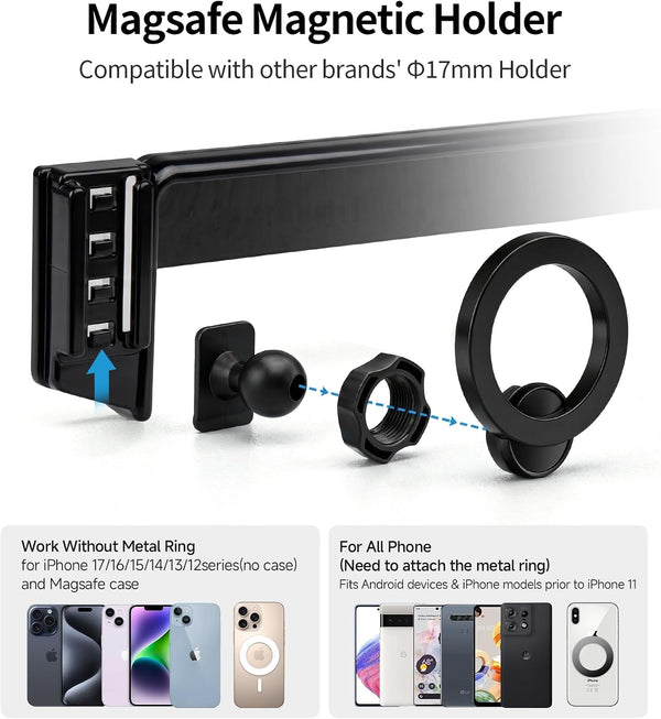 MaserWeller Car Phone Holder for Honda HR-V HRV 2023-2026 Accessories/CR-V CRV 2023 2024 2025 2026 Accessories 7/9-inch Screen Fixed Clip,Phone Mount Compatible with MagSafe, 360° Cell Phone Holder