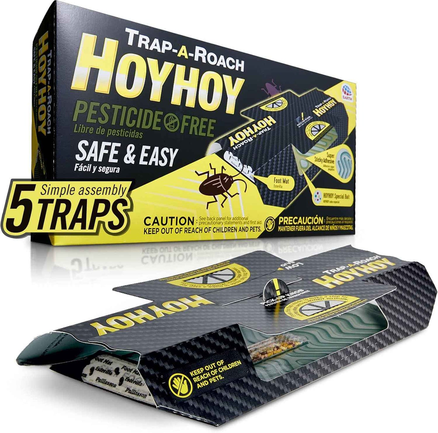 HOY HOY Trap A Roach - 10 Traps [2 Pack] Baited Glue Traps, Great for Home with Kids & Pets Indoor, Sticky Pest Control Trap, Roach Killer, Made in Japan
