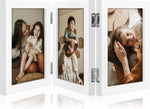 decorUhome Engineered Wood Trifold 4x6 Photo Frame with Plexiglass for Tabletop Display, Black, 3-Picture Frame