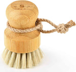 SUBEKYU Bamboo Dish Scrub Brush for Kitchen Sink, Natural Wooden Washing Dish Brush Scrubber with Sisal Bristles for Household Cleaning, Cast Iron Pots, Pans and Vegetables