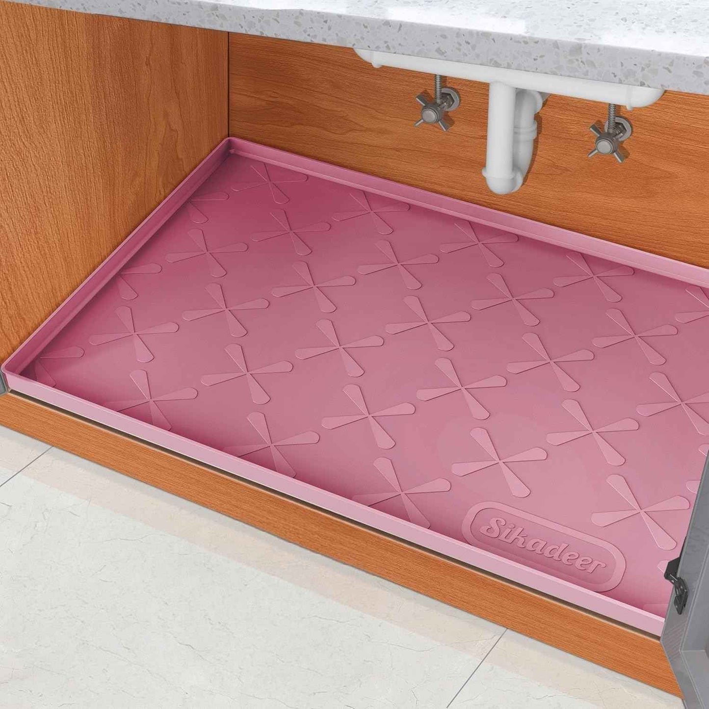 SIKADEER 34" x 22" Under Sink Mat Waterproof, Silicone Mat Kitchen Drawer Shelf and Cabinet Liner, Sink Protector for Kitchen Organizers and Storage, Boot Tray Pet Food Mats