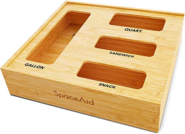 Bamboo Bag Storage Organizer for Kitchen Drawer
