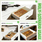 Bamboo Silverware Organizer for Kitchen and Office Use