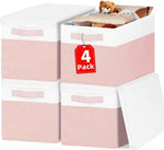 Large Closet Storage Baskets Bins with Lids 4 Pack, Storage Baskets for Organizing Shelves Nursery Bedroom, Home Dorm Closet Organizers Cubes for Clothes Toys Blanket Book - Stackable -14x10x9.5