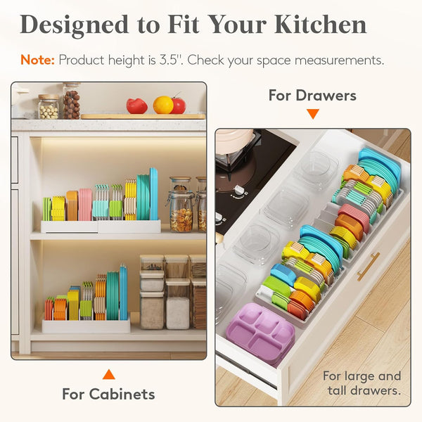 Kitchen Cabinet Organizer for Food Container Lids and Storage