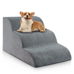 Chic Threads 3-step dog stairs for small dogs, non-slip stable indoor pet steps with high-density foam and corduroy fabric cover