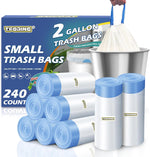 13 Gallon Trash Bags Drawstring 120 Count, 1.7 Mil Thick White Garbage Bags, Easy-Dispense Roll for Kitchen & Household Use, Resists Tears, Leaks and Punctures