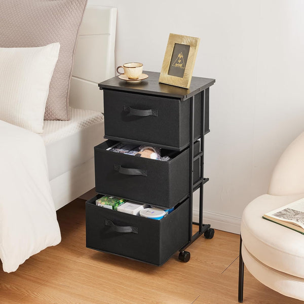 MAX Houser 3-Drawer Dresser Storage Tower for Bedroom, Closet, Office, Black