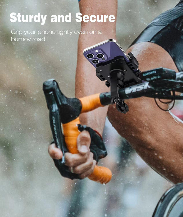 Secure Bike Phone Holder Mount for Handlebars, Compatible with 4.5-6.8 Inch Smartphones