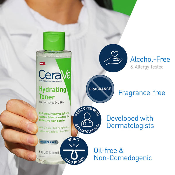 ceraVe Hydrating Toner for Sensitive Dry Skin, 6.8 Fl Oz, Fragrance-Free, Non-Comedogenic