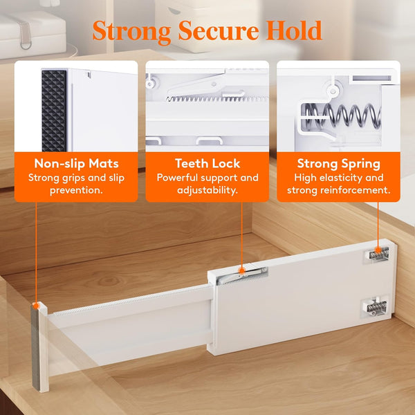 Drawer Dividers for Clothes and Kitchen Utensils, Adjustable and Expandable