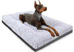 POCBLUE Deluxe Washable Dog Bed for Large Dogs, 35" x 23", Grey, Comfy Fluffy Kennel Pad for Dogs up to 60 lbs