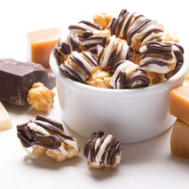 Popcornopolis Zebra Striped Caramel Corn with Confectionery Chocolate 24 Ounce American Grown