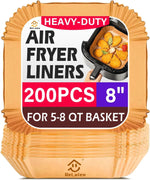 Air Fryer Liners Disposable 150Pcs, 8" Square Parchment Paper Liner for Air Fryer, Baking, Roasting and Microwave, Non-Stick Airfyer Liners Accessories