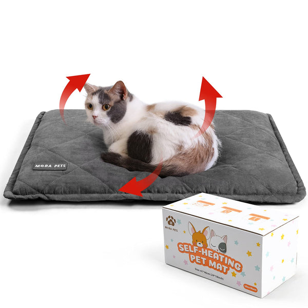 Mora Pets self-heating cat bed, 24 x 18 inches, ultra warm mat for outdoor indoor cats and small dogs