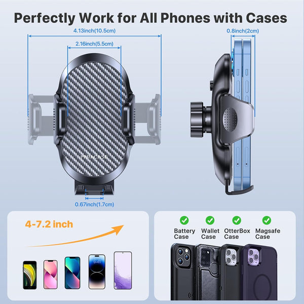 Car Phone Holder with Metal Hook Clip and Air Vent Cell Phone Stand