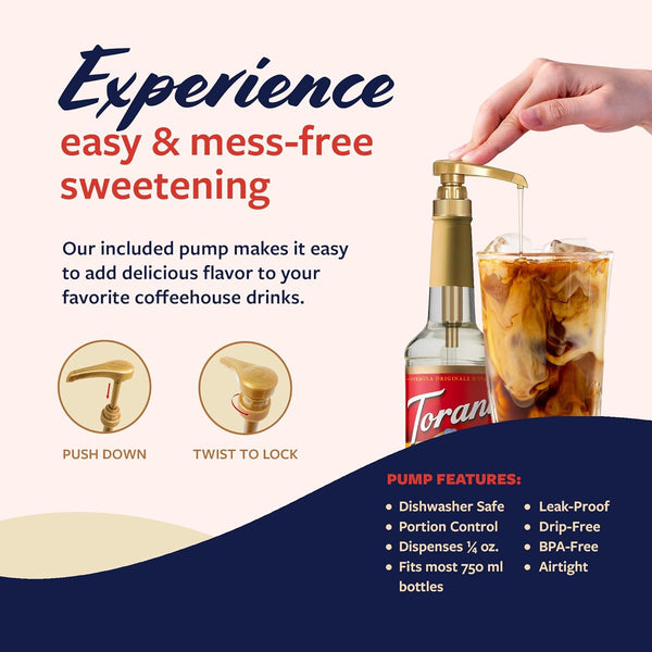 Torani Vanilla Flavored Coffee Syrup, 25.4 Fl Oz, Pump Included, Versatile Sweetener