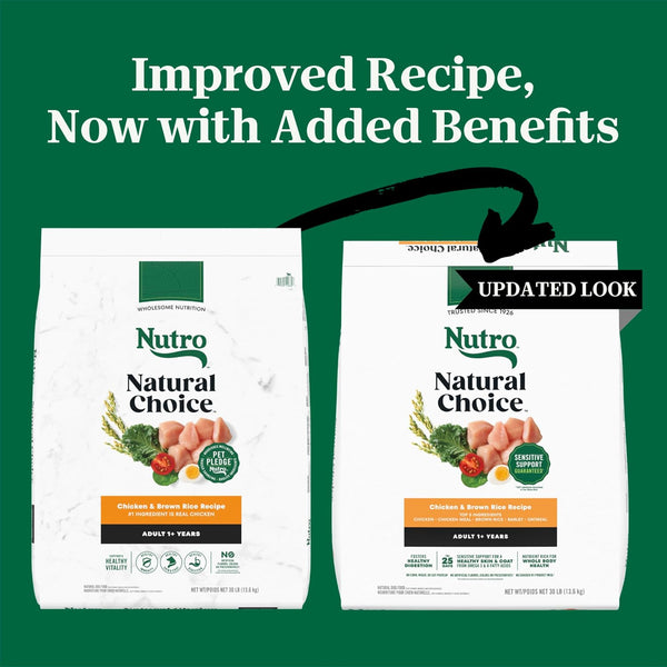 nutro natural choice adult dry dog food, chicken & brown rice recipe, 30 lb bag, supports healthy skin and coat